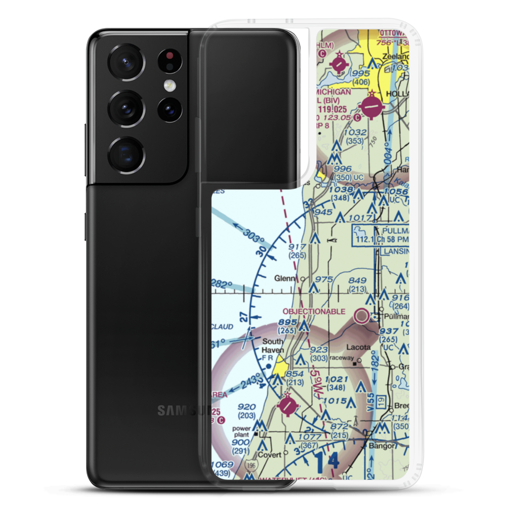 Reading Airport (MI76) VFR Sectional Samsung Case Samsung Galaxy S21 Ultra model shown