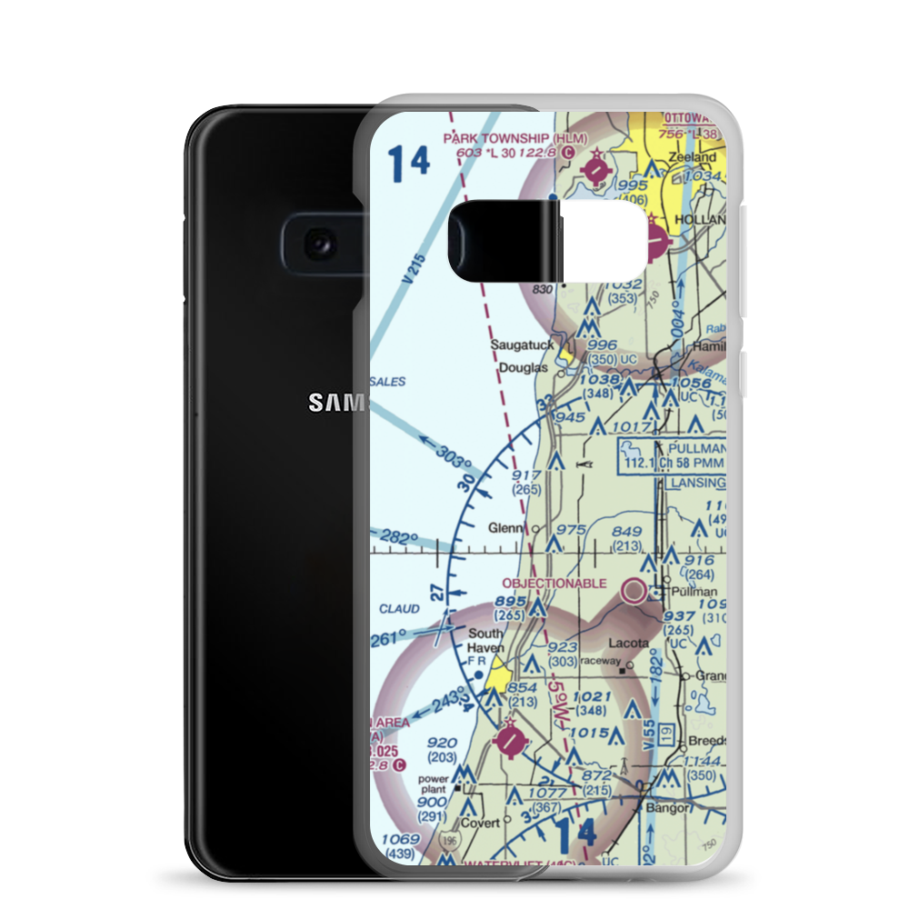 Reading Airport (MI76) VFR Sectional Samsung Case Samsung Galaxy S10e model shown