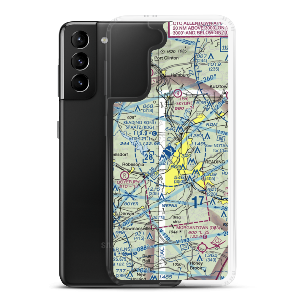 Reading Regional Carl A Spaatz Field (RDG) VFR Sectional Samsung Case Samsung Galaxy S21 Plus model shown