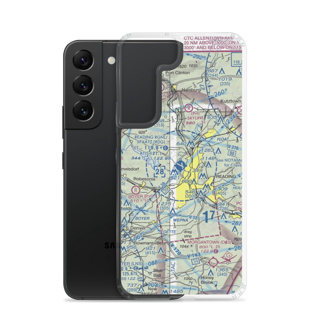 Reading Regional Carl A Spaatz Field (RDG) VFR Sectional Samsung Case Samsung Galaxy S22 model shown