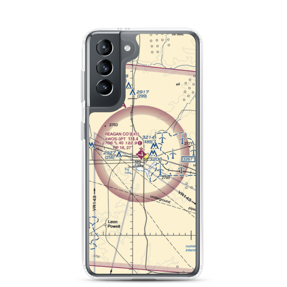 Reagan County Airport (E41) VFR Sectional Samsung Case Samsung Galaxy S21 model shown