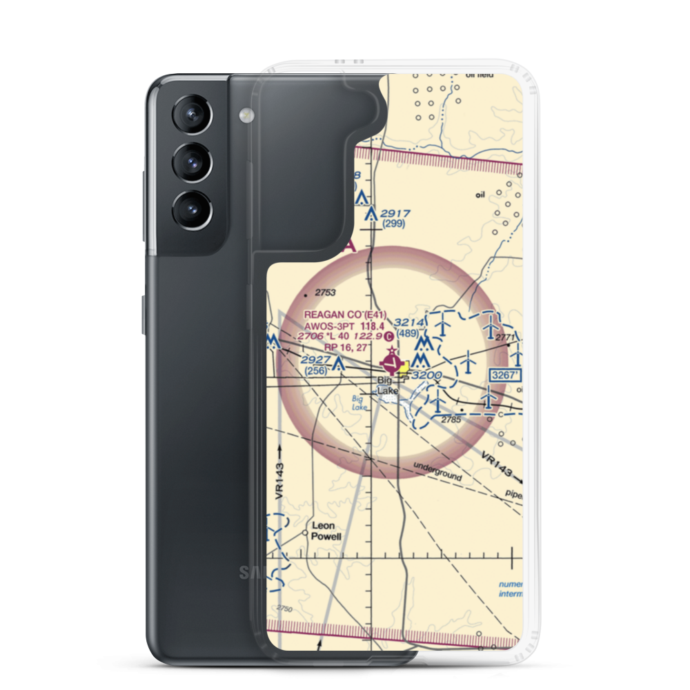 Reagan County Airport (E41) VFR Sectional Samsung Case Samsung Galaxy S21 model shown