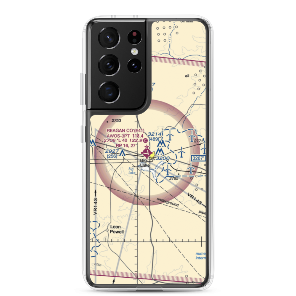 Reagan County Airport (E41) VFR Sectional Samsung Case Samsung Galaxy S21 Ultra model shown