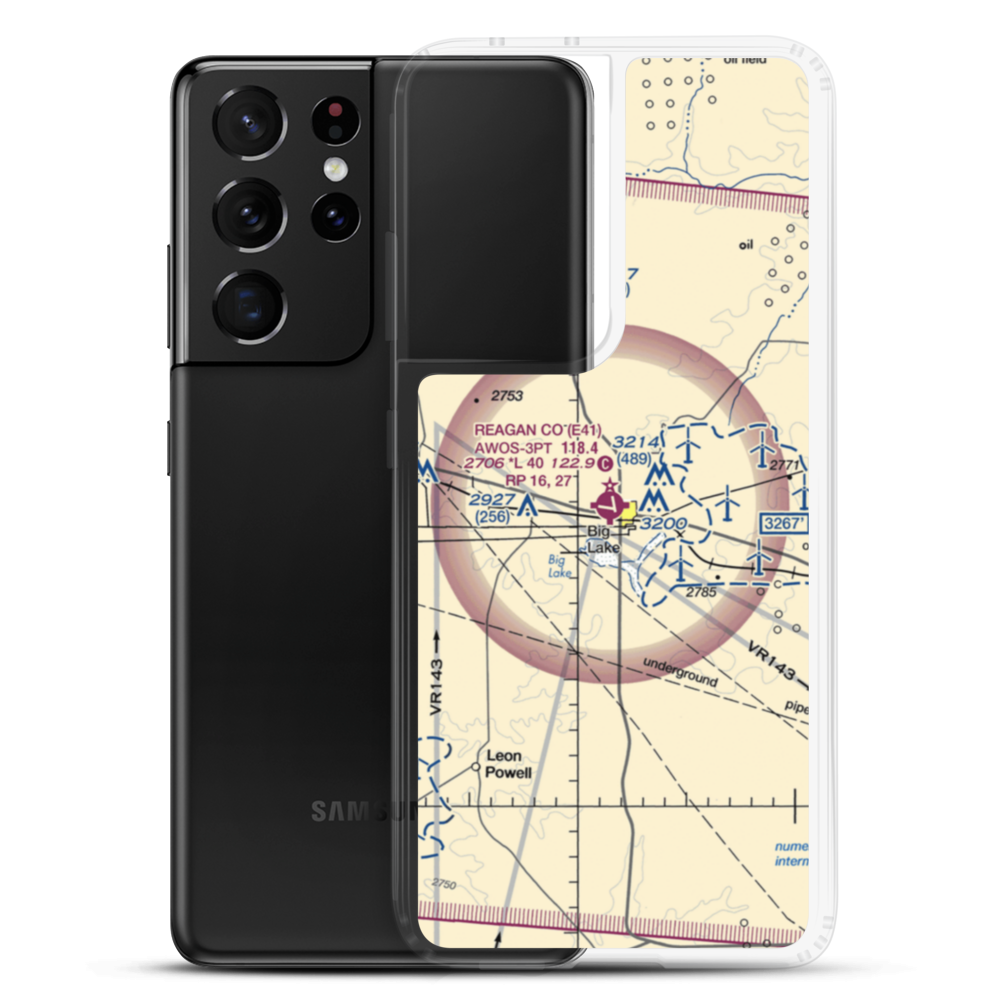 Reagan County Airport (E41) VFR Sectional Samsung Case Samsung Galaxy S21 Ultra model shown