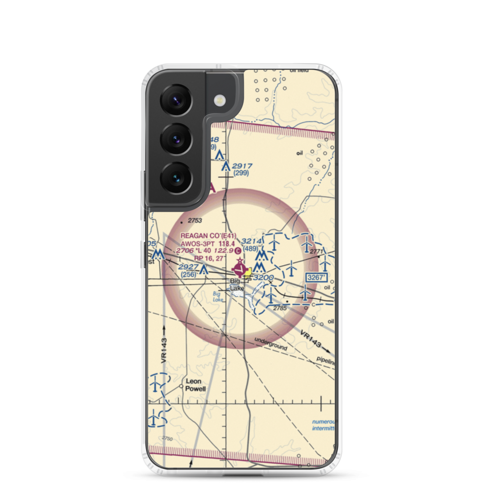 Reagan County Airport (E41) VFR Sectional Samsung Case Samsung Galaxy S22 model shown