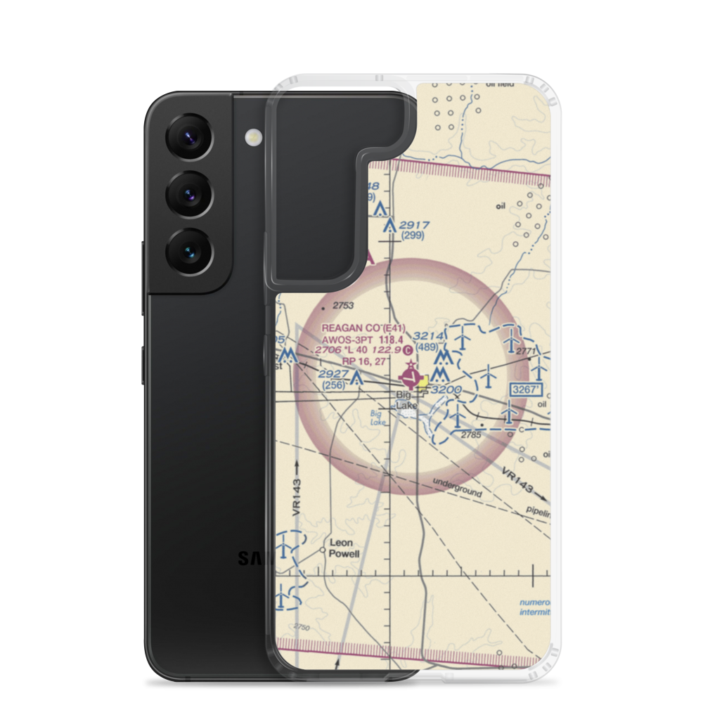 Reagan County Airport (E41) VFR Sectional Samsung Case Samsung Galaxy S22 model shown