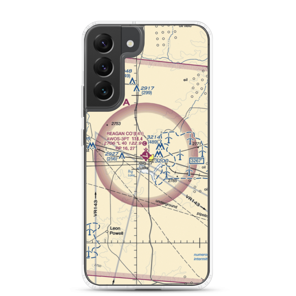Reagan County Airport (E41) VFR Sectional Samsung Case Samsung Galaxy S22 Plus model shown