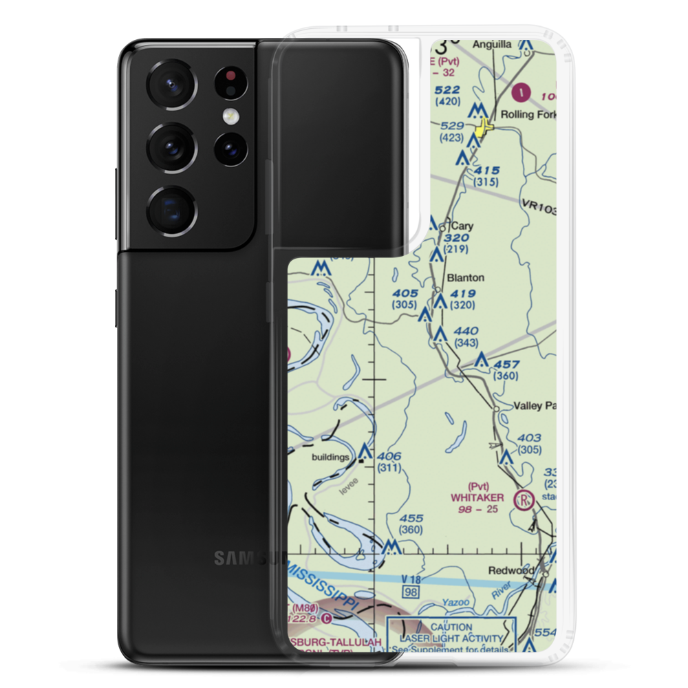 Reality Plantation Airport (MS34) VFR Sectional Samsung Case Samsung Galaxy S21 Ultra model shown