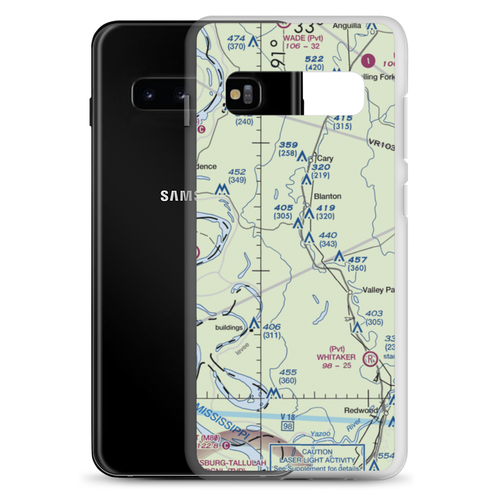 Reality Plantation Airport (MS34) VFR Sectional Samsung Case Samsung Galaxy S10+ model shown