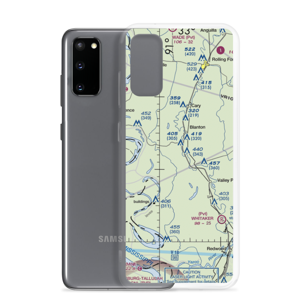 Reality Plantation Airport (MS34) VFR Sectional Samsung Case Samsung Galaxy S20 model shown