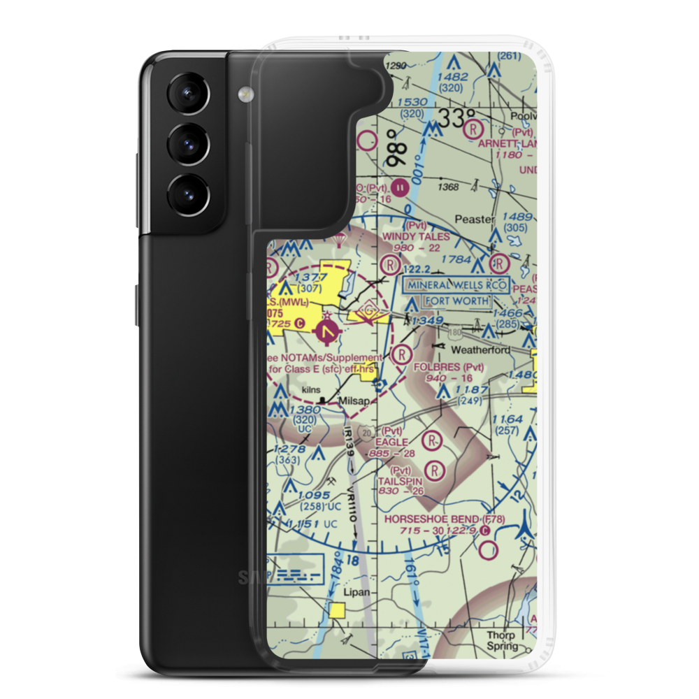 Reb Folbre's Place Airport (TE34) VFR Sectional Samsung Case Samsung Galaxy S21 Plus model shown