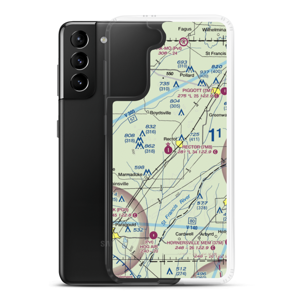 Rector Airport (7M8) VFR Sectional Samsung Case Samsung Galaxy S21 Plus model shown