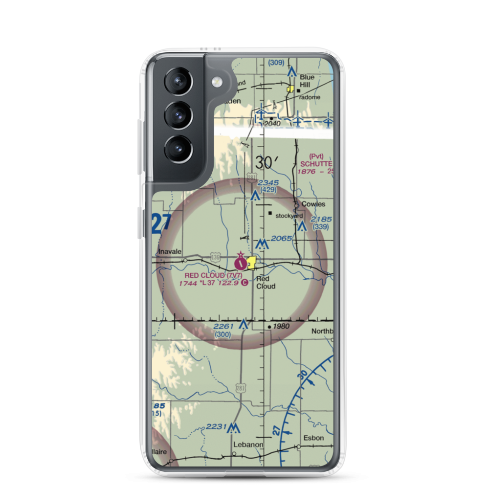 Red Cloud Municipal Airport (7V7) VFR Sectional Samsung Case Samsung Galaxy S21 model shown