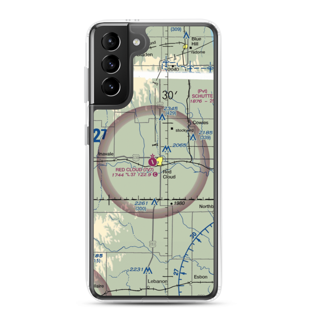 Red Cloud Municipal Airport (7V7) VFR Sectional Samsung Case Samsung Galaxy S21 Plus model shown