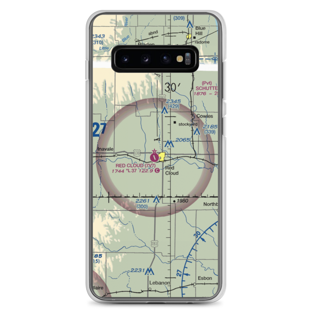 Red Cloud Municipal Airport (7V7) VFR Sectional Samsung Case Samsung Galaxy S10+ model shown