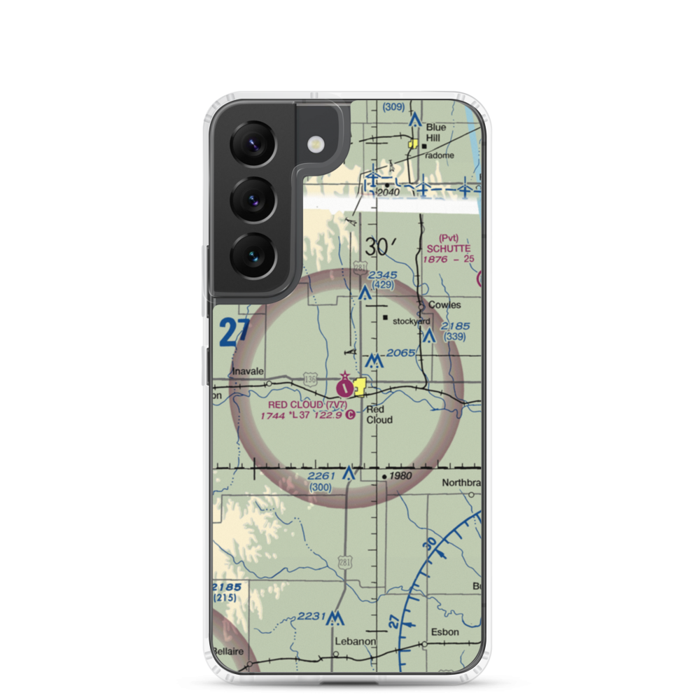 Red Cloud Municipal Airport (7V7) VFR Sectional Samsung Case Samsung Galaxy S22 model shown