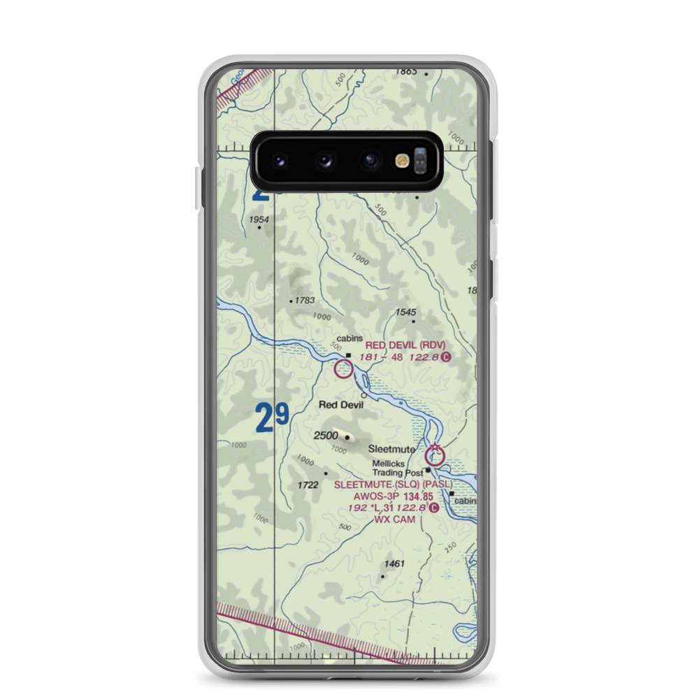 Red Devil Airport (RDV) VFR Sectional Samsung Case Samsung Galaxy S10 model shown