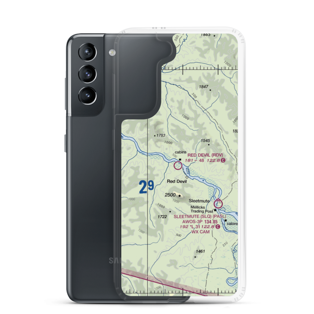 Red Devil Airport (RDV) VFR Sectional Samsung Case Samsung Galaxy S21 model shown