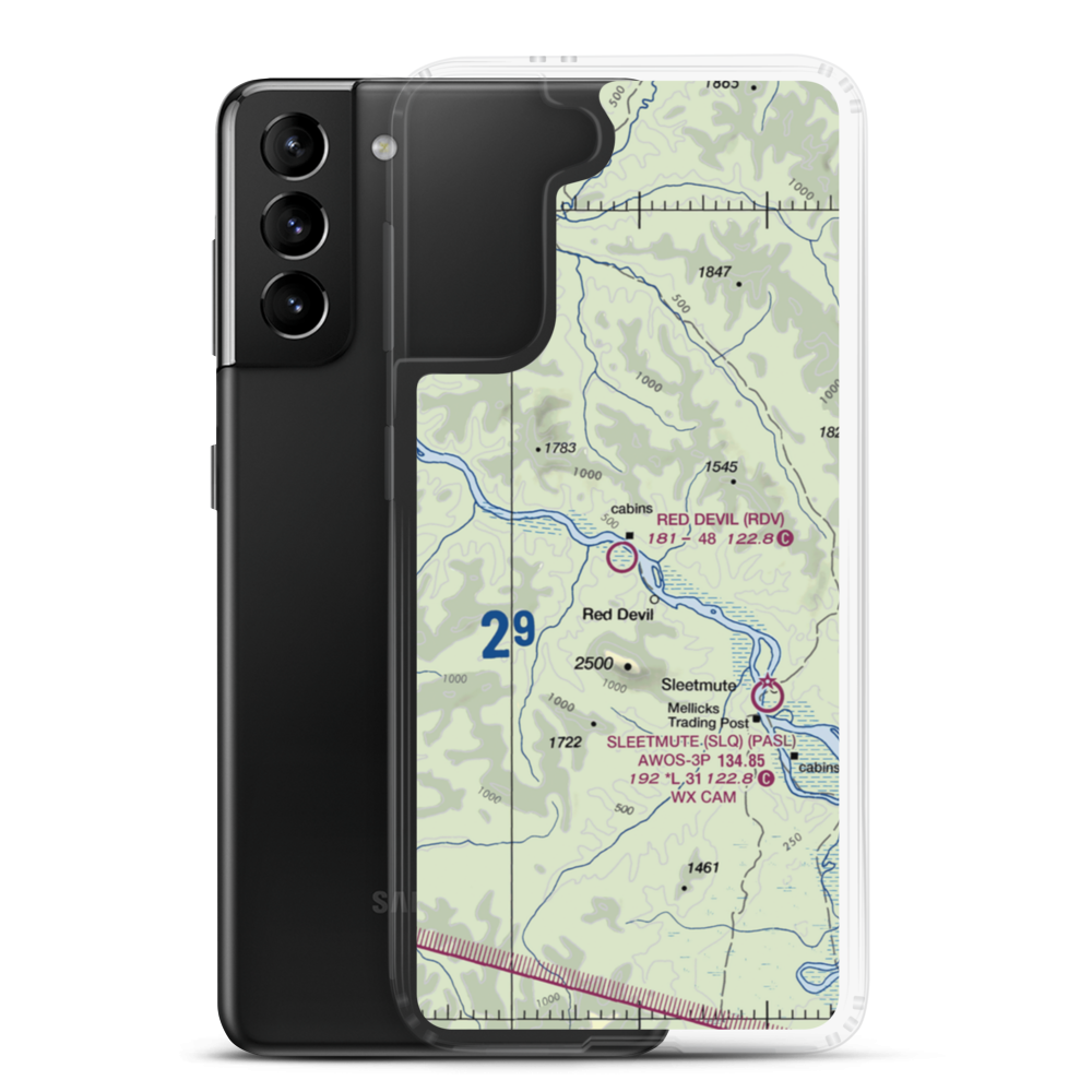 Red Devil Airport (RDV) VFR Sectional Samsung Case Samsung Galaxy S21 Plus model shown