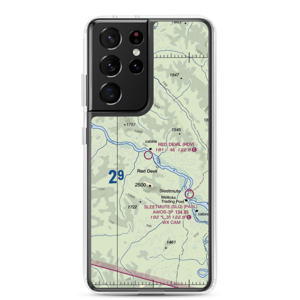 Red Devil Airport (RDV) VFR Sectional Samsung Case Samsung Galaxy S21 Ultra model shown