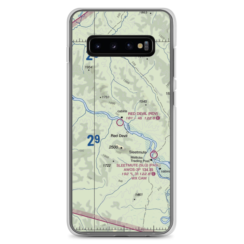 Red Devil Airport (RDV) VFR Sectional Samsung Case Samsung Galaxy S10+ model shown