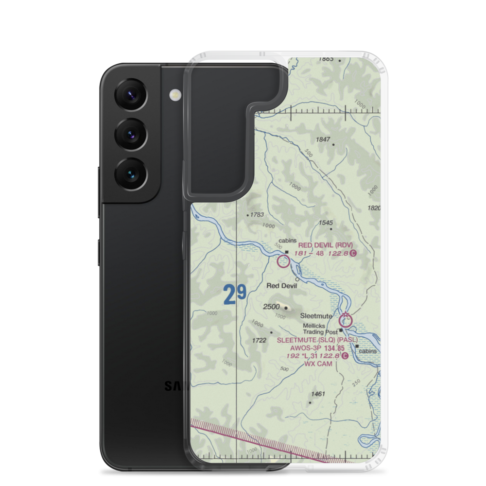Red Devil Airport (RDV) VFR Sectional Samsung Case Samsung Galaxy S22 model shown