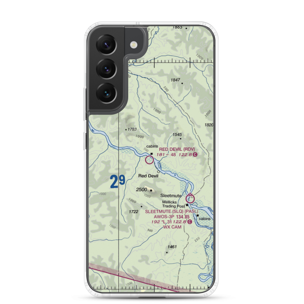Red Devil Airport (RDV) VFR Sectional Samsung Case Samsung Galaxy S22 Plus model shown