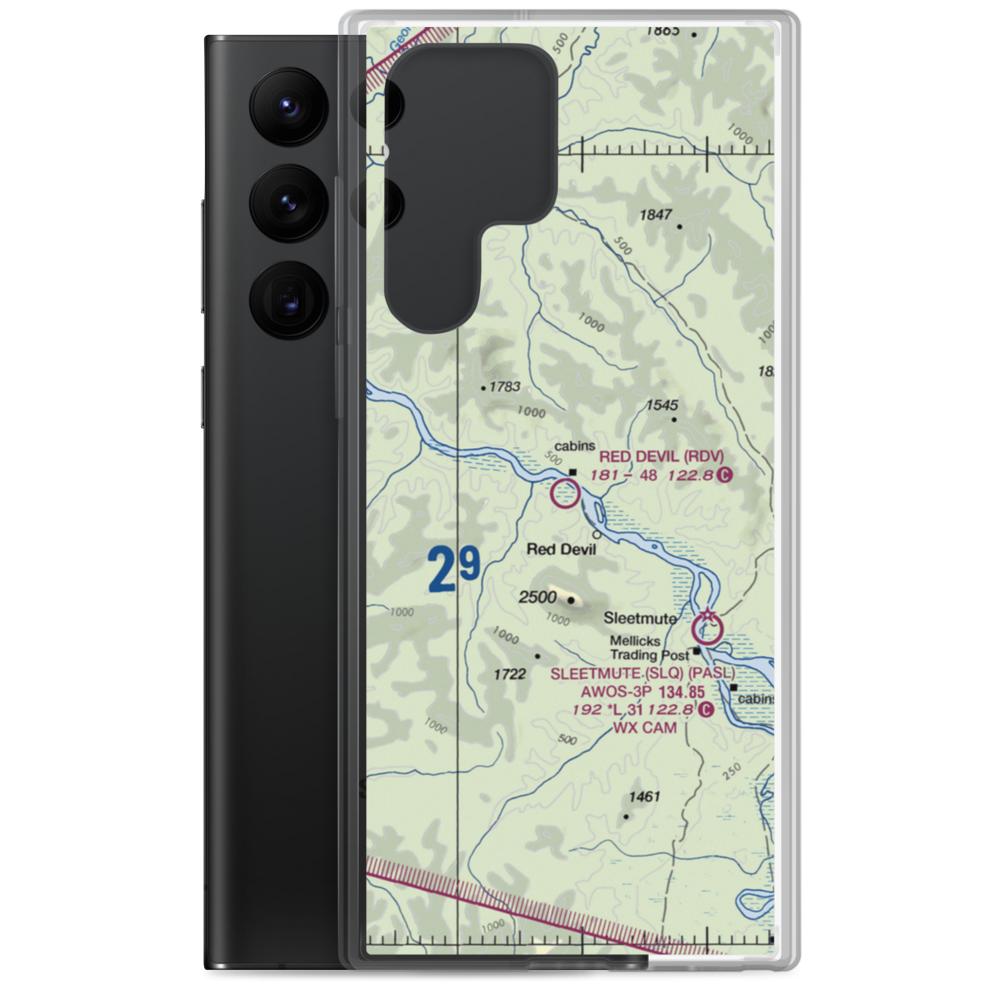Red Devil Airport (RDV) VFR Sectional Samsung Case Samsung Galaxy S22 Ultra model shown