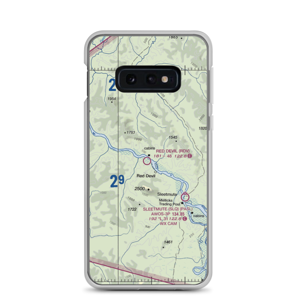 Red Devil Airport (RDV) VFR Sectional Samsung Case Samsung Galaxy S10e model shown
