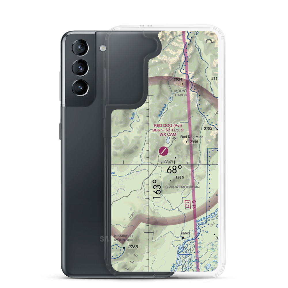 Red Dog Airport (DGG) VFR Sectional Samsung Case Samsung Galaxy S21 model shown