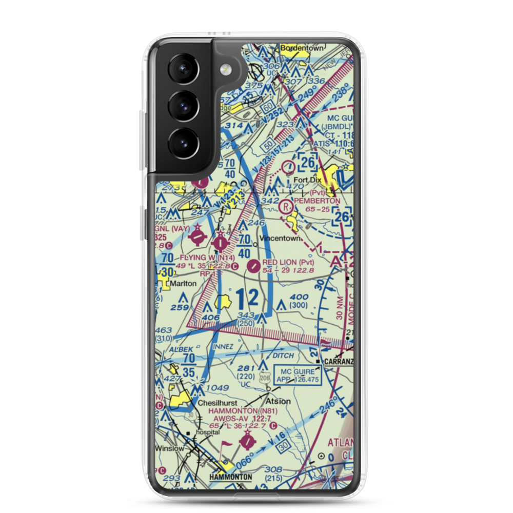 Red Lion Airport (JY73) VFR Sectional Samsung Case Samsung Galaxy S21 Plus model shown