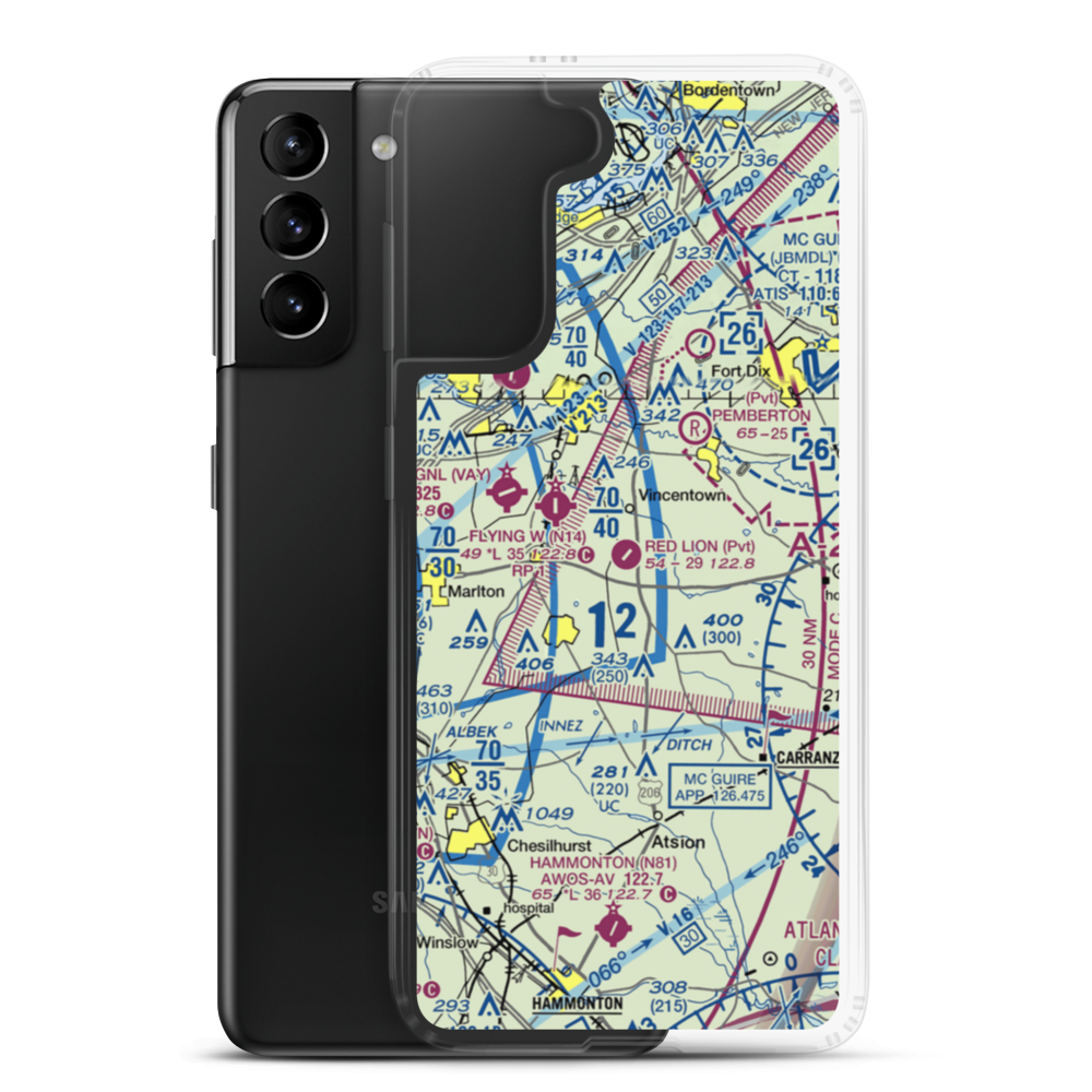 Red Lion Airport (JY73) VFR Sectional Samsung Case Samsung Galaxy S21 Plus model shown