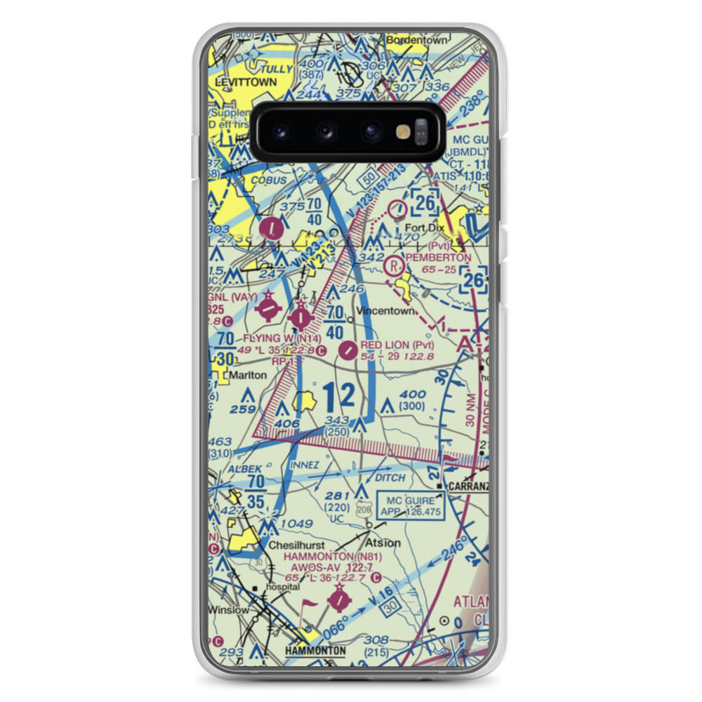 Red Lion Airport (JY73) VFR Sectional Samsung Case Samsung Galaxy S10+ model shown