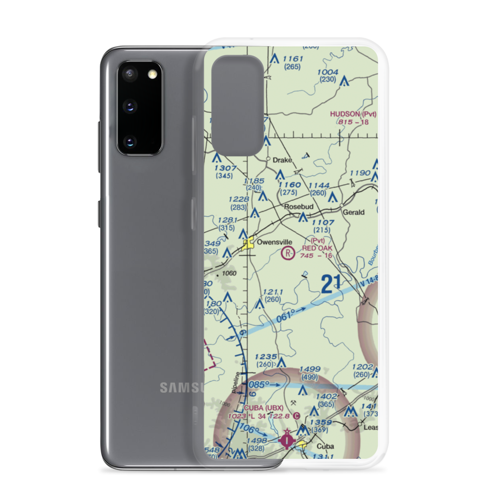 Red Oak Airport (MO48) VFR Sectional Samsung Case Samsung Galaxy S20 model shown