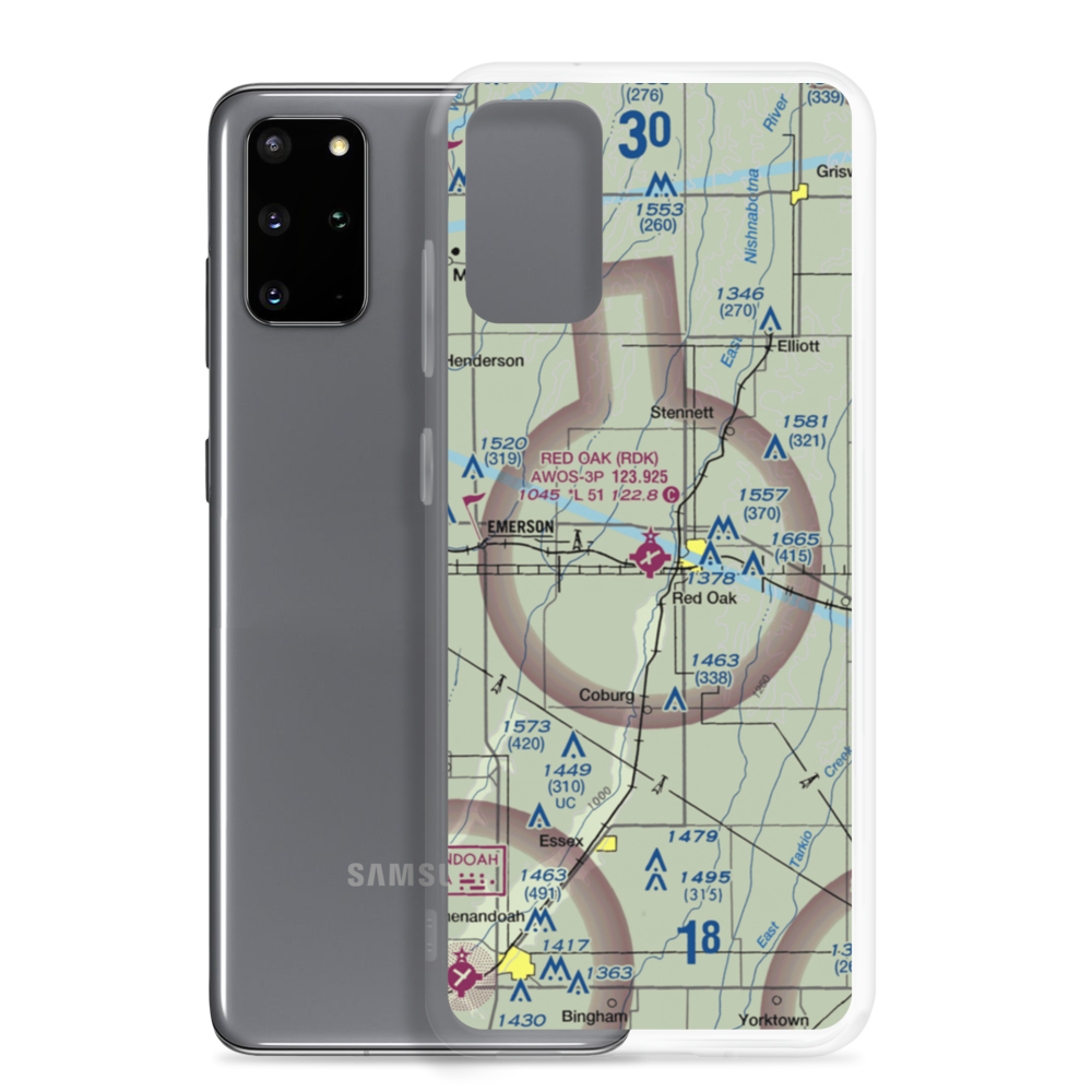 Red Oak Municipal Airport (RDK) VFR Sectional Samsung Case Samsung Galaxy S20 Plus model shown