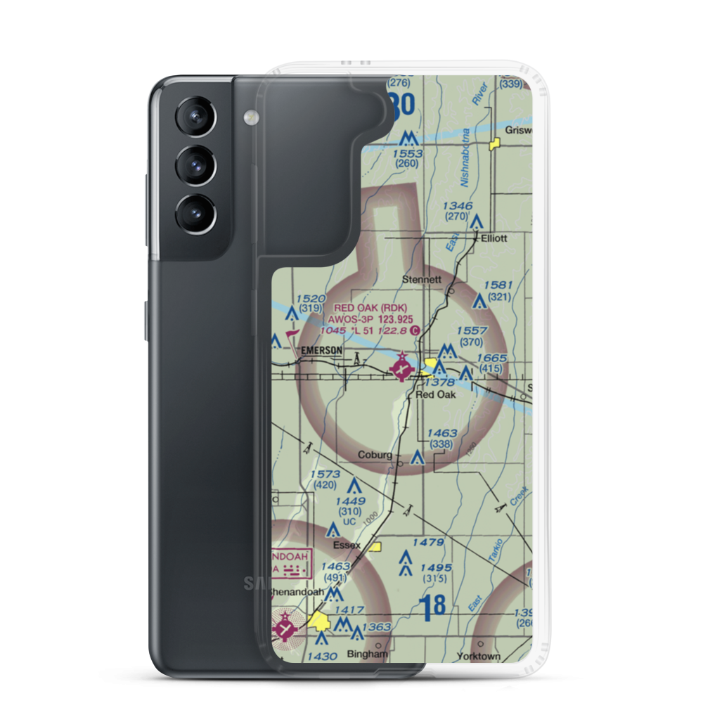Red Oak Municipal Airport (RDK) VFR Sectional Samsung Case Samsung Galaxy S21 model shown