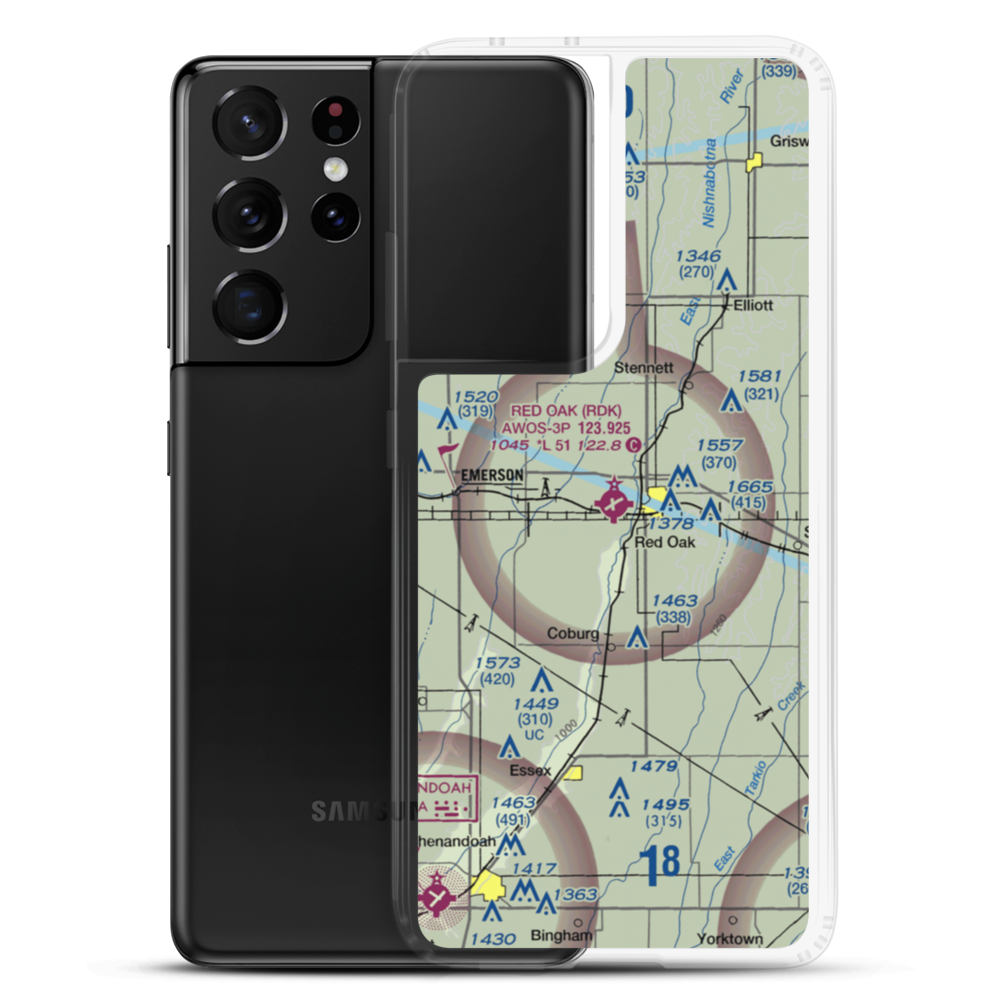 Red Oak Municipal Airport (RDK) VFR Sectional Samsung Case Samsung Galaxy S21 Ultra model shown