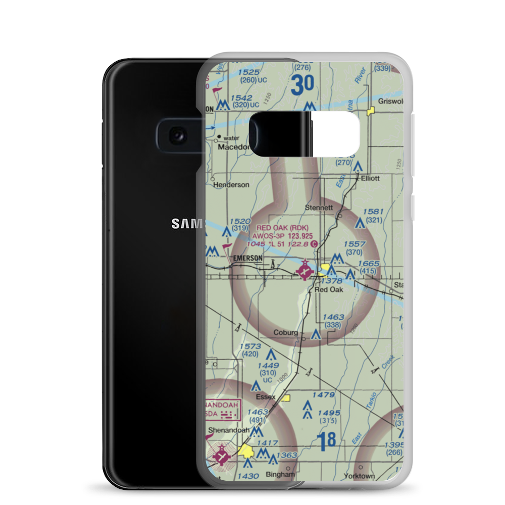 Red Oak Municipal Airport (RDK) VFR Sectional Samsung Case Samsung Galaxy S10e model shown