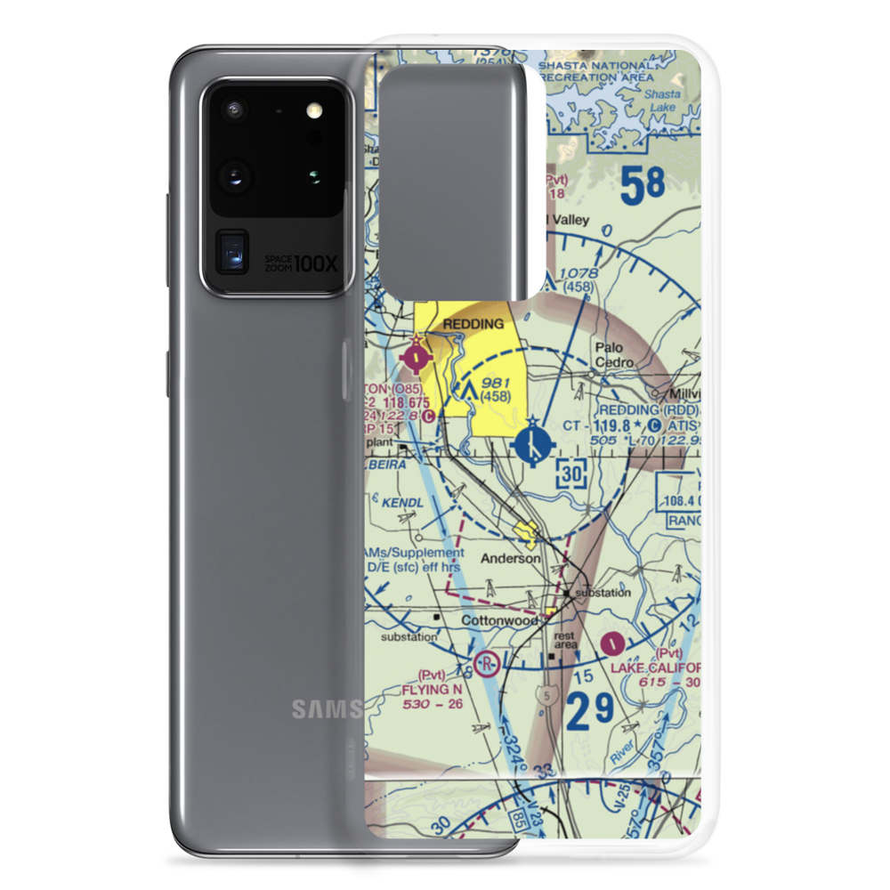 Redding Municipal Airport (RDD) VFR Sectional Samsung Case Samsung Galaxy S20 Ultra model shown