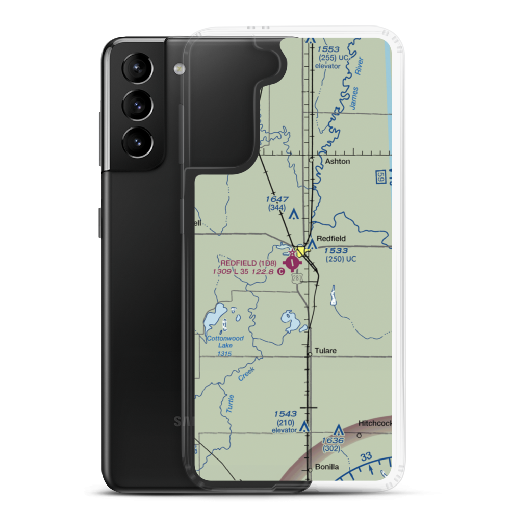 Redfield Municipal Airport (1D8) VFR Sectional Samsung Case Samsung Galaxy S21 Plus model shown