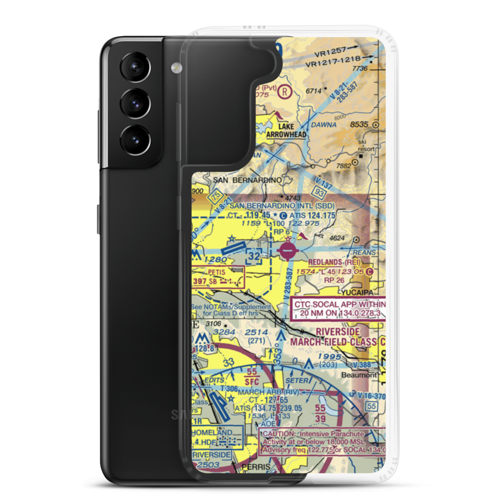 Redlands Municipal Airport (REI) VFR Sectional Samsung Case Samsung Galaxy S21 Plus model shown