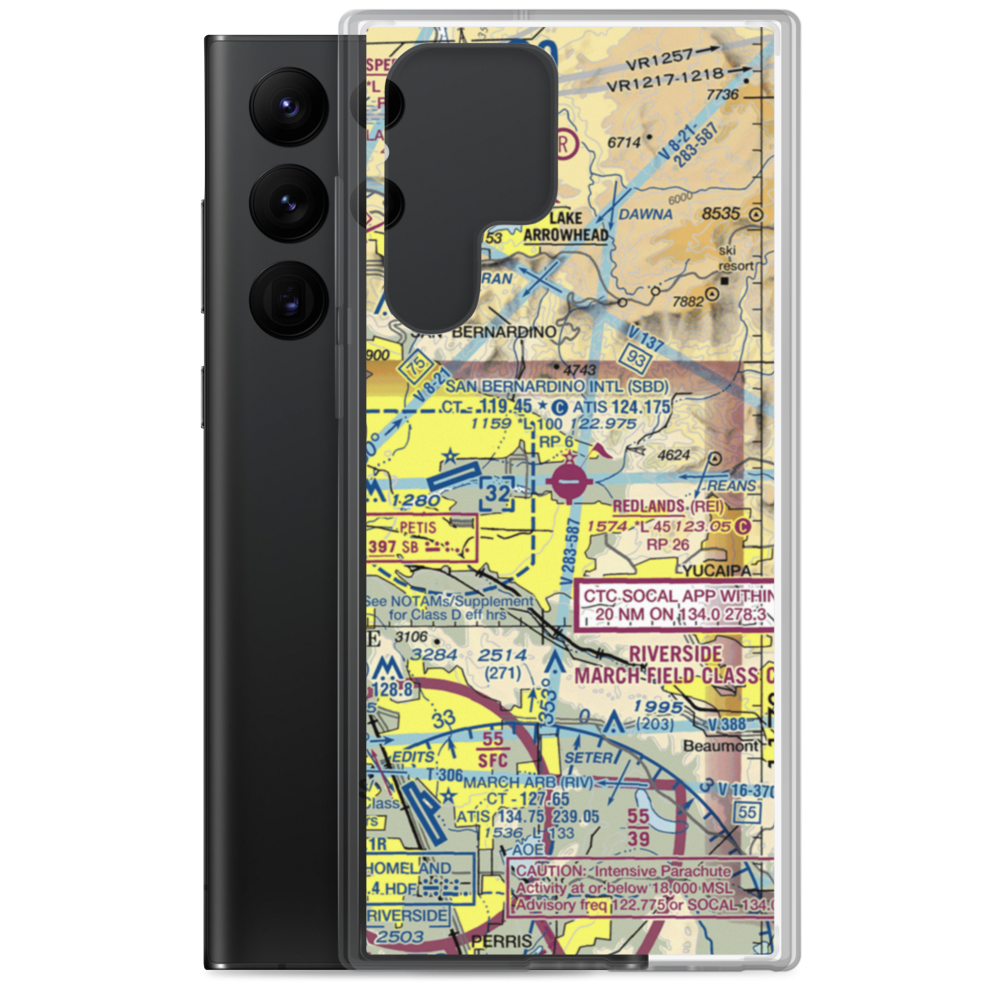 Redlands Municipal Airport (REI) VFR Sectional Samsung Case Samsung Galaxy S22 Ultra model shown