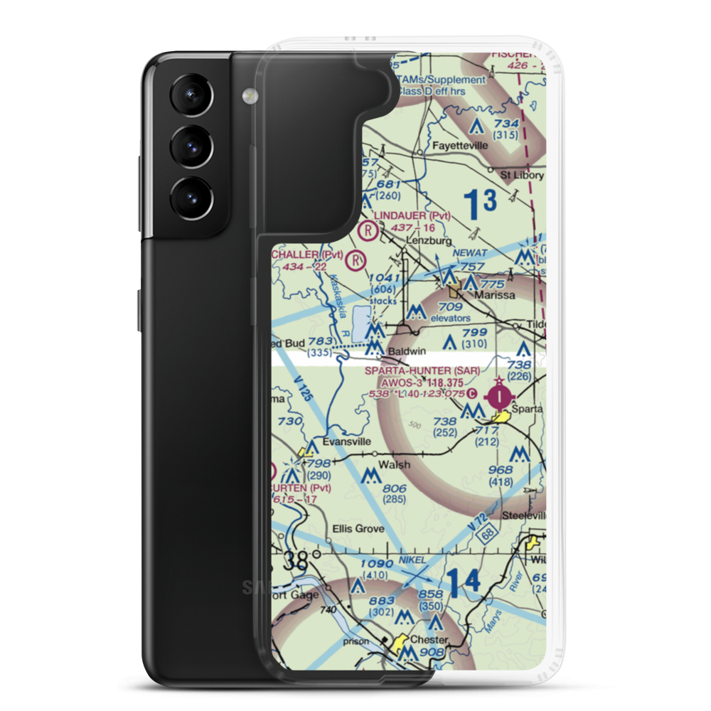 Redpath Restricted Landing Area (IL35) VFR Sectional Samsung Case Samsung Galaxy S21 Plus model shown
