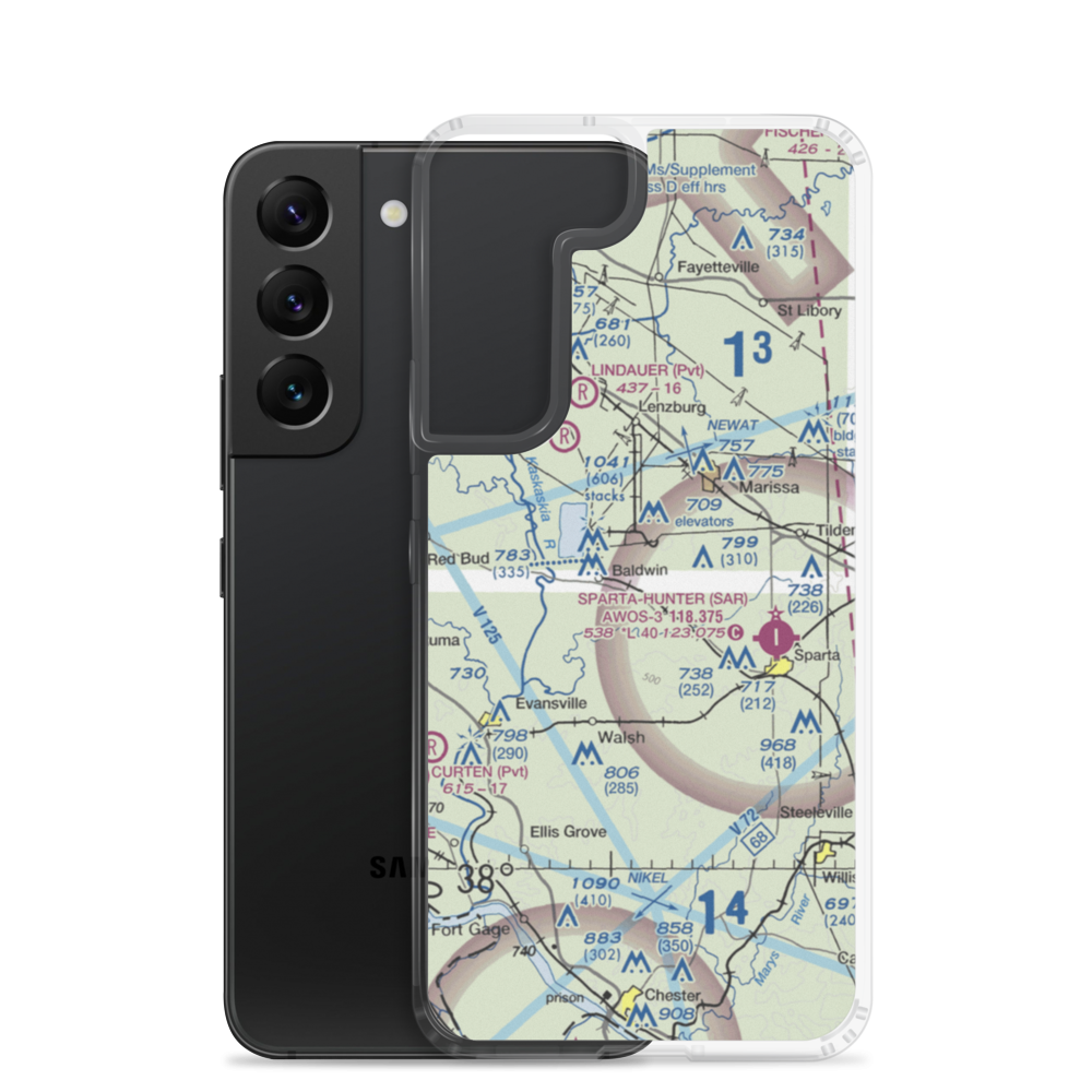 Redpath Restricted Landing Area (IL35) VFR Sectional Samsung Case Samsung Galaxy S22 model shown