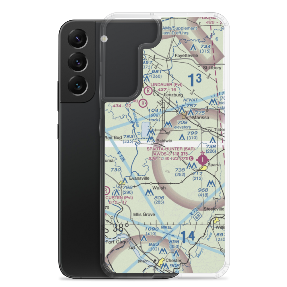 Redpath Restricted Landing Area (IL35) VFR Sectional Samsung Case Samsung Galaxy S22 Plus model shown