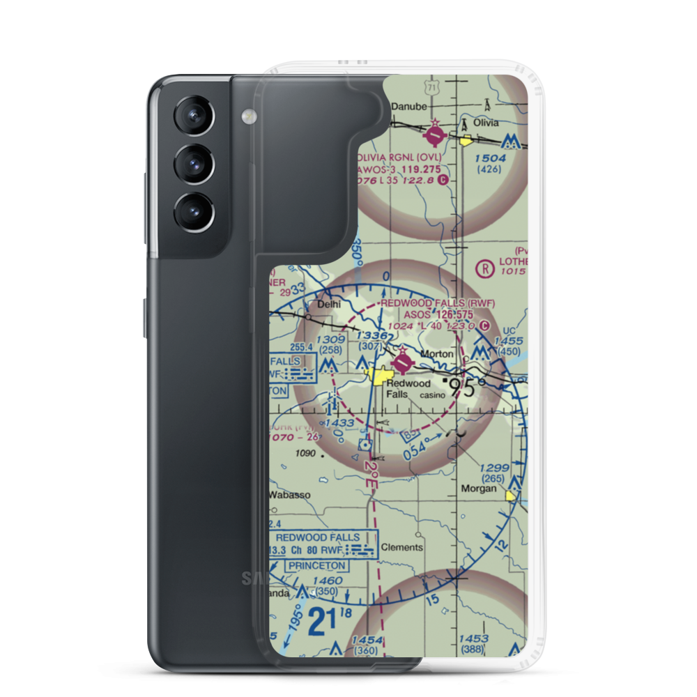 Redwood Falls Municipal Airport (RWF) VFR Sectional Samsung Case Samsung Galaxy S21 model shown