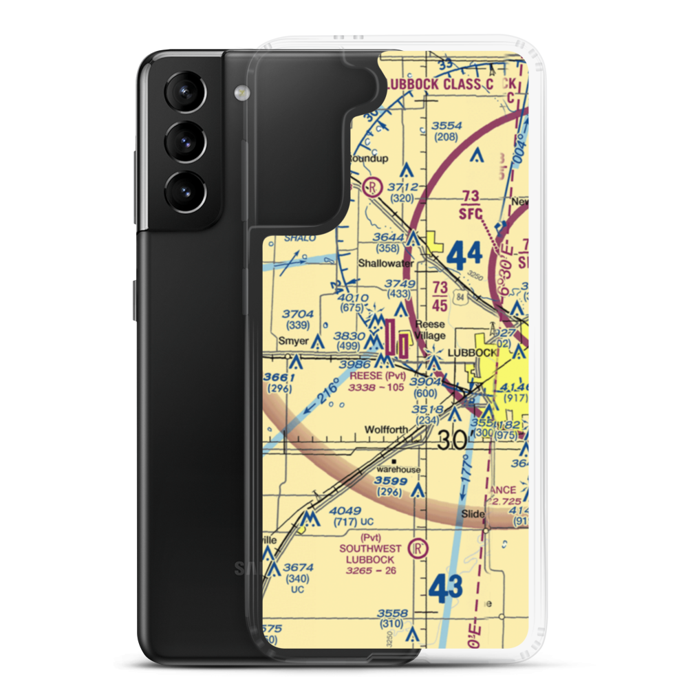 Reese Airpark (REE) VFR Sectional Samsung Case Samsung Galaxy S21 Plus model shown