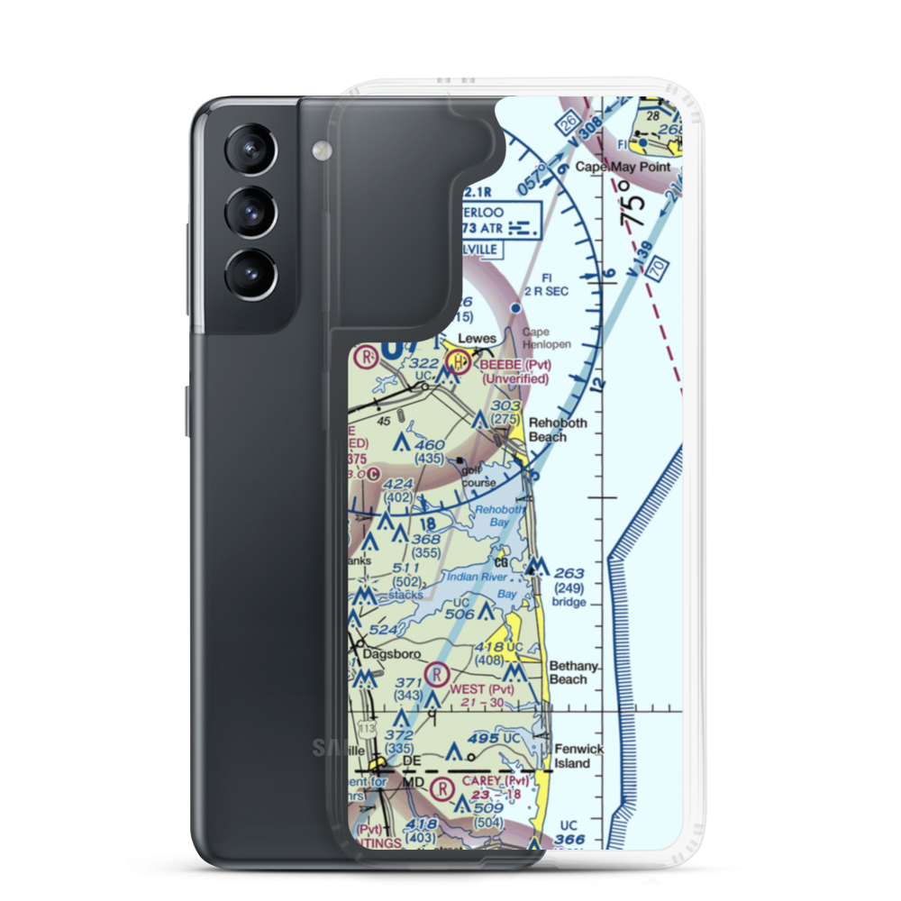 Rehoboth Bay Seaplane Base (DE13) VFR Sectional Samsung Case Samsung Galaxy S21 model shown