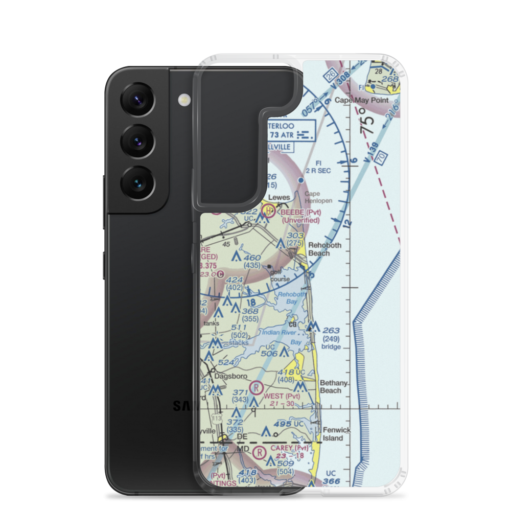 Rehoboth Bay Seaplane Base (DE13) VFR Sectional Samsung Case Samsung Galaxy S22 model shown