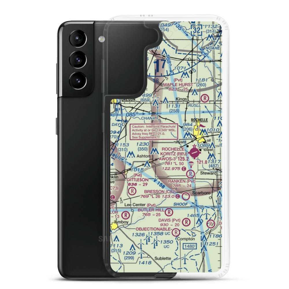 Reinke Airport (75IS) VFR Sectional Samsung Case Samsung Galaxy S21 Plus model shown